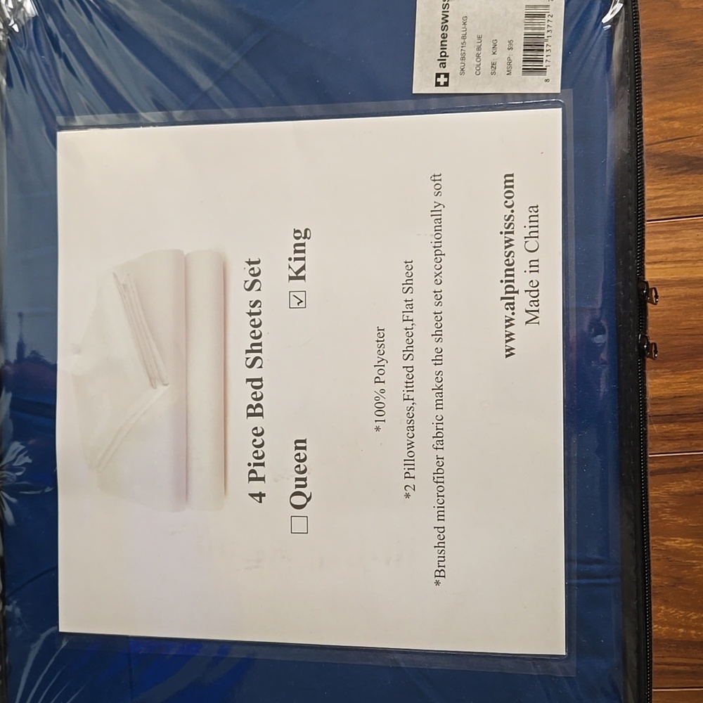 Alpine Swiss Deep Blue Bedding Set - Picture 2 of 2